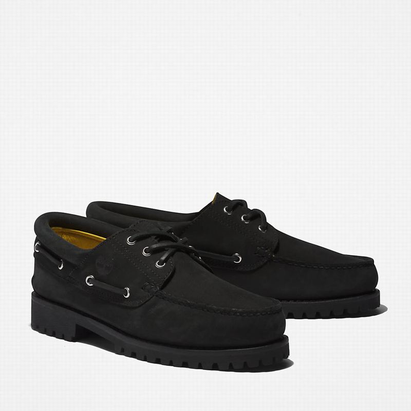 Timberland 3-Eye Lug Handsewn Cipele Za Čamce Crne | 3354073