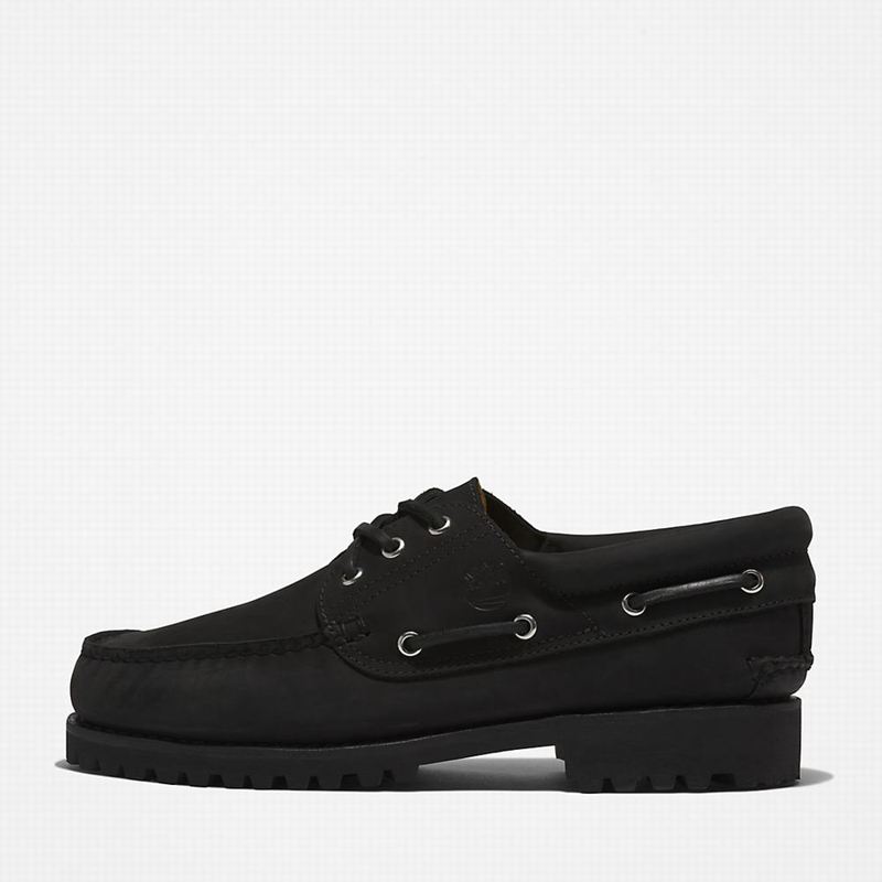 Timberland 3-Eye Lug Handsewn Cipele Za Čamce Crne | 3354073