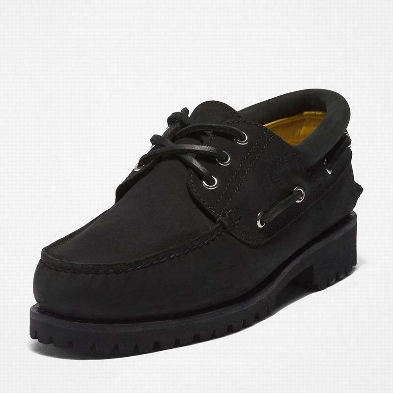 Timberland 3-Eye Lug Handsewn Cipele Za Čamce Crne | 3354073