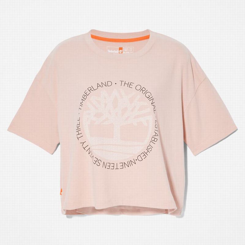 Timberland All Gender Heavyweight Badge Majice Roze | 14499417