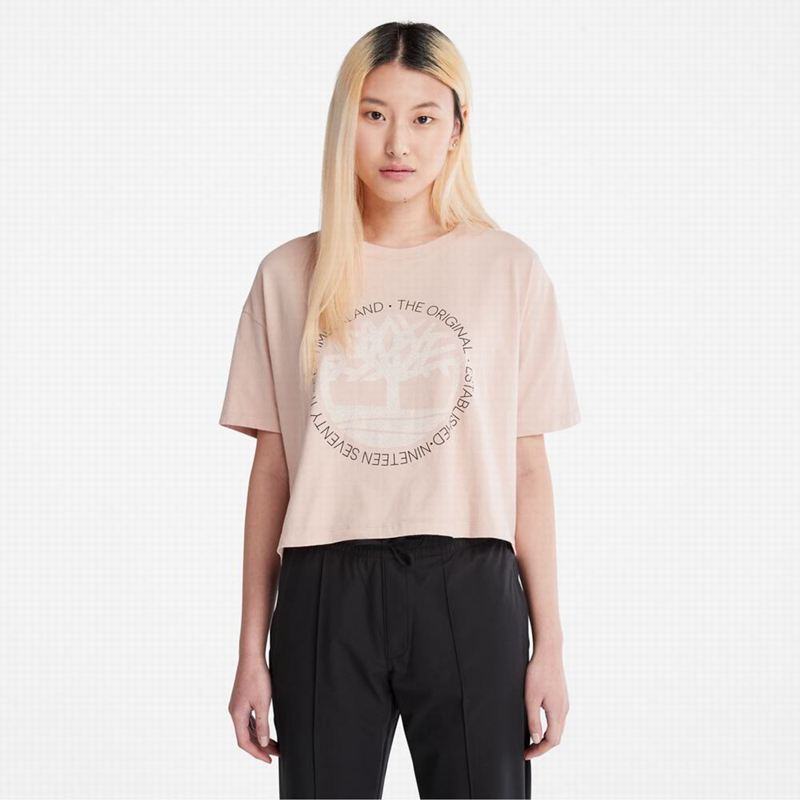 Timberland All Gender Heavyweight Badge Majice Roze | 14499417