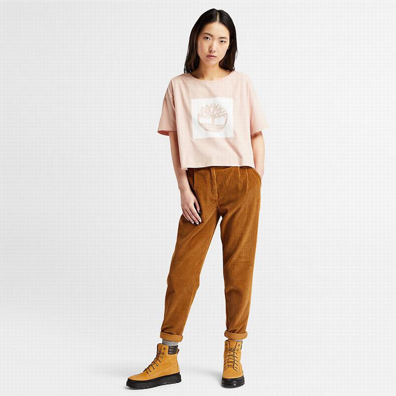 Timberland All Gender Heavyweight Badge Majice Roze | 93274673