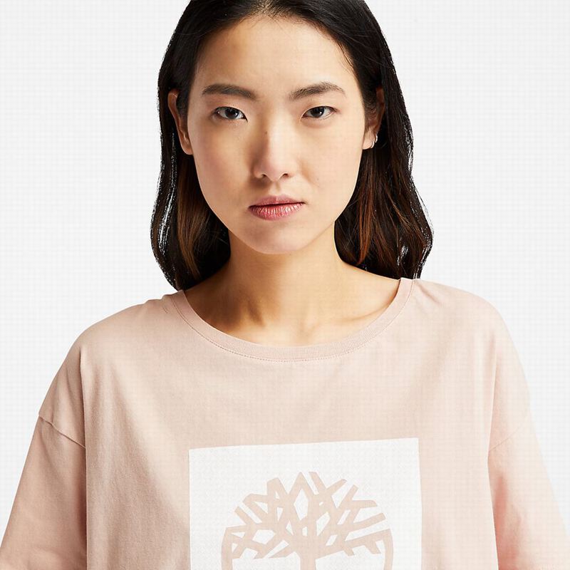 Timberland All Gender Heavyweight Badge Majice Roze | 93274673