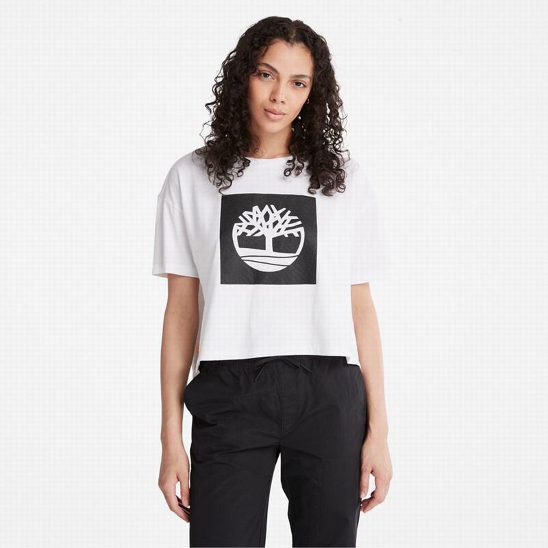 Timberland All Gender Heavyweight Front-Graficke Majice Bijele | 9323434