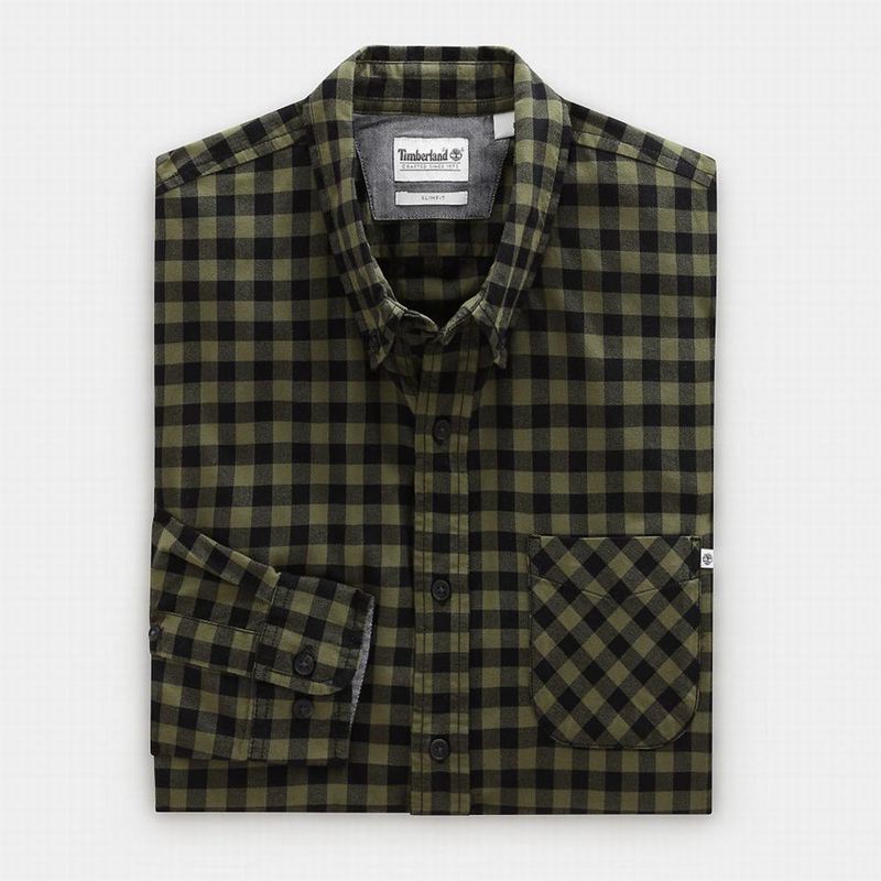 Timberland Back River Slim Check Košulje Maslinasto Zelene | 11667549