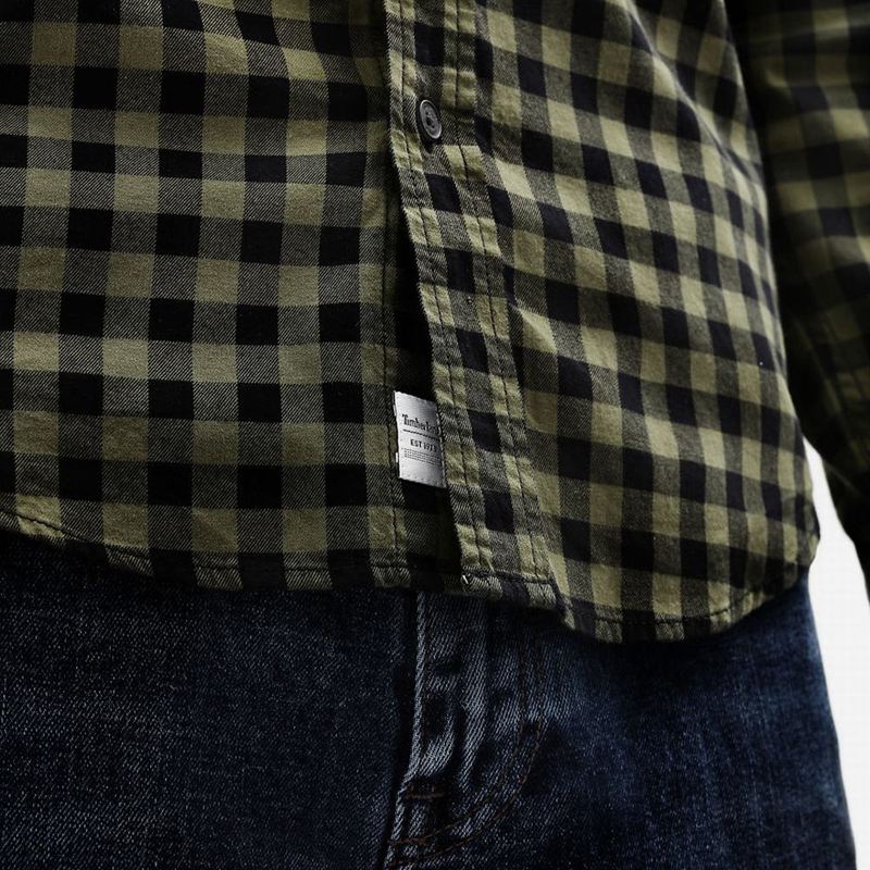 Timberland Back River Slim Check Košulje Maslinasto Zelene | 11667549