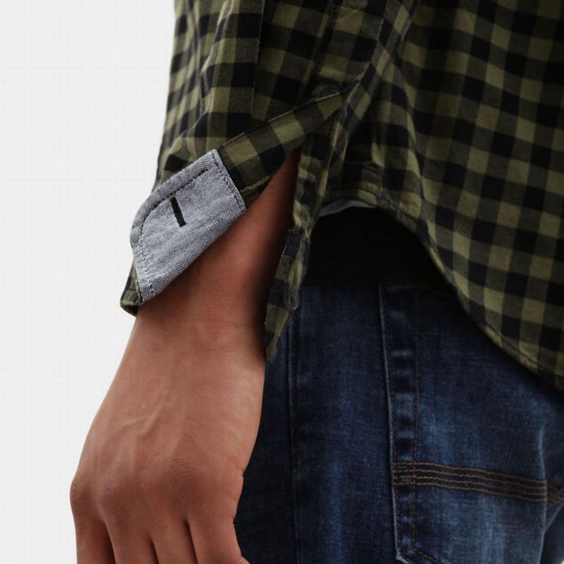 Timberland Back River Slim Check Košulje Maslinasto Zelene | 11667549