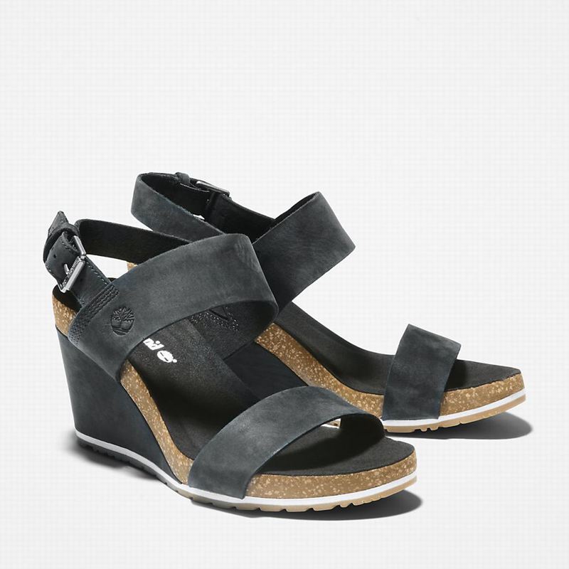 Timberland Capri Sunset Wedge Sandale Na Klin Crne | 24053897