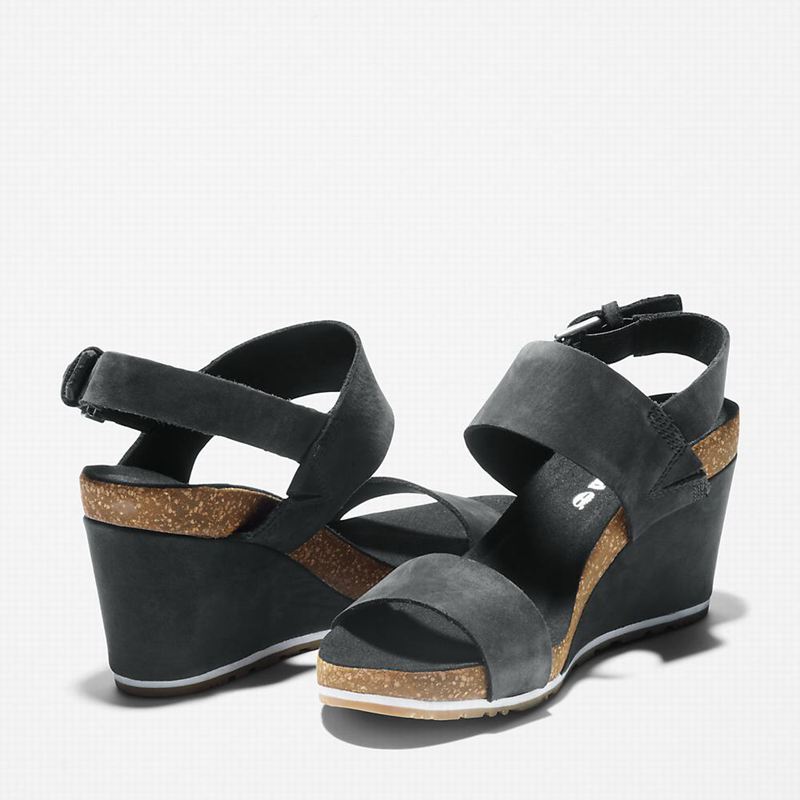 Timberland Capri Sunset Wedge Sandale Na Klin Crne | 24053897