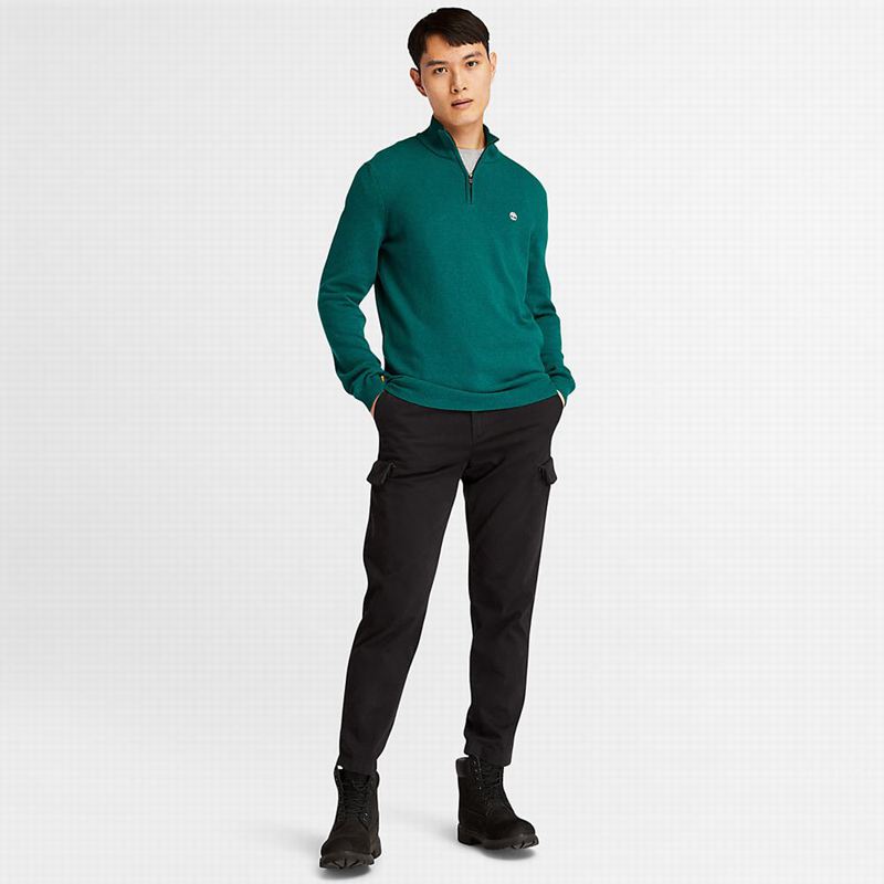 Timberland Cohas Brook Zip-neck Džemperi Tirkizne | 94144993