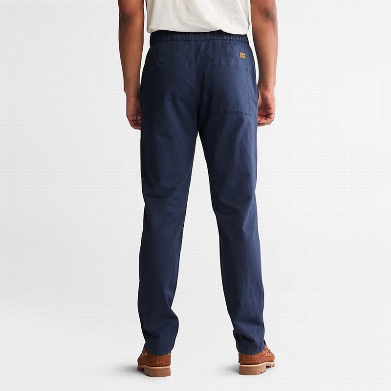 Timberland Cotton and Linen-Blend Jogger Hlače Tamnoplave | 31196340