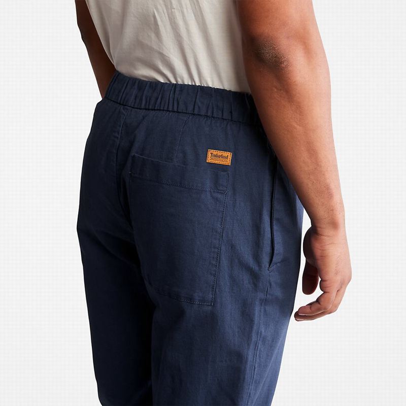 Timberland Cotton and Linen-Blend Jogger Hlače Tamnoplave | 31196340