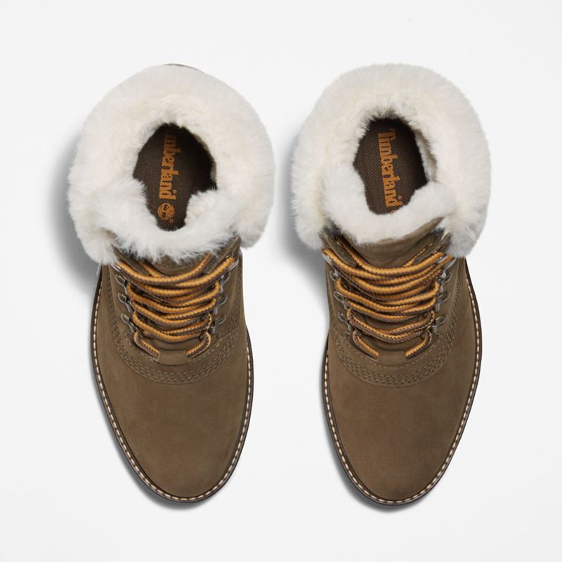 Timberland Courmayeur Valley 6-Inch Waterproof Faux-Fur Zimske Čizme Maslinasto Zelene | 87714818