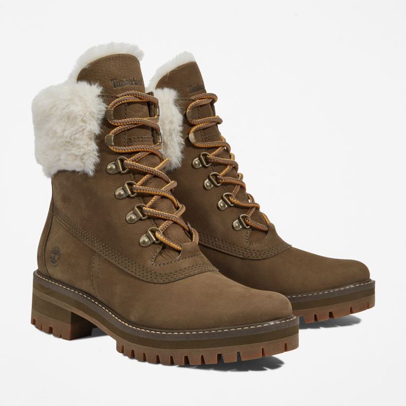 Timberland Courmayeur Valley 6-Inch Waterproof Faux-Fur Zimske Čizme Maslinasto Zelene | 87714818