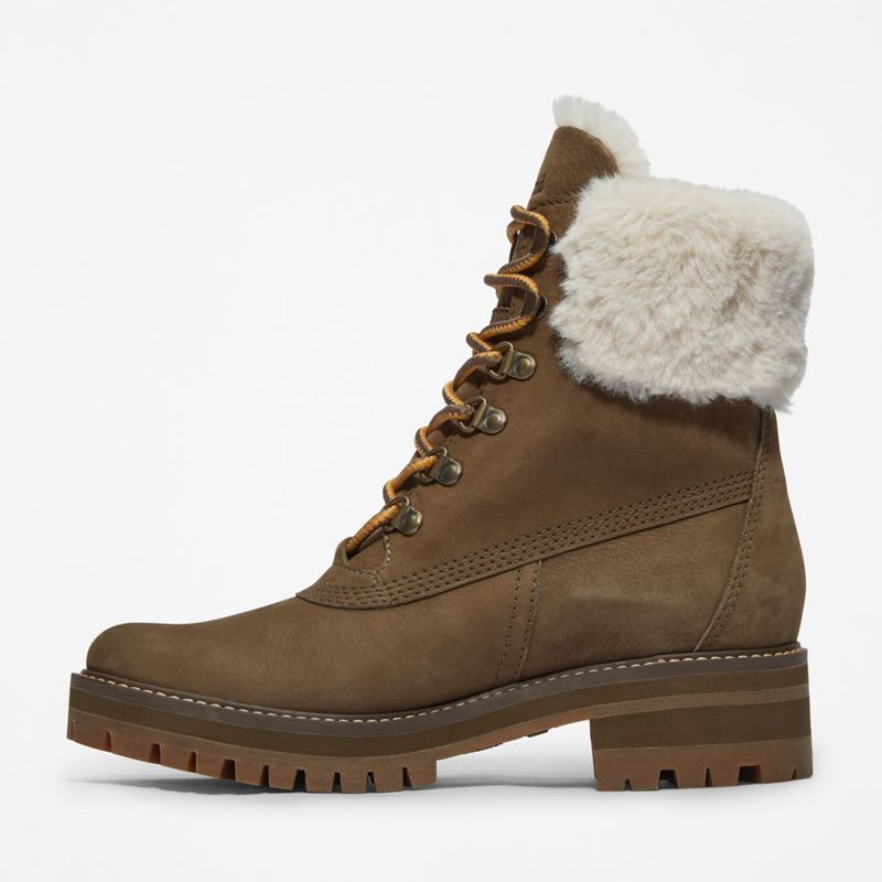 Timberland Courmayeur Valley 6-Inch Waterproof Faux-Fur Zimske Čizme Maslinasto Zelene | 87714818