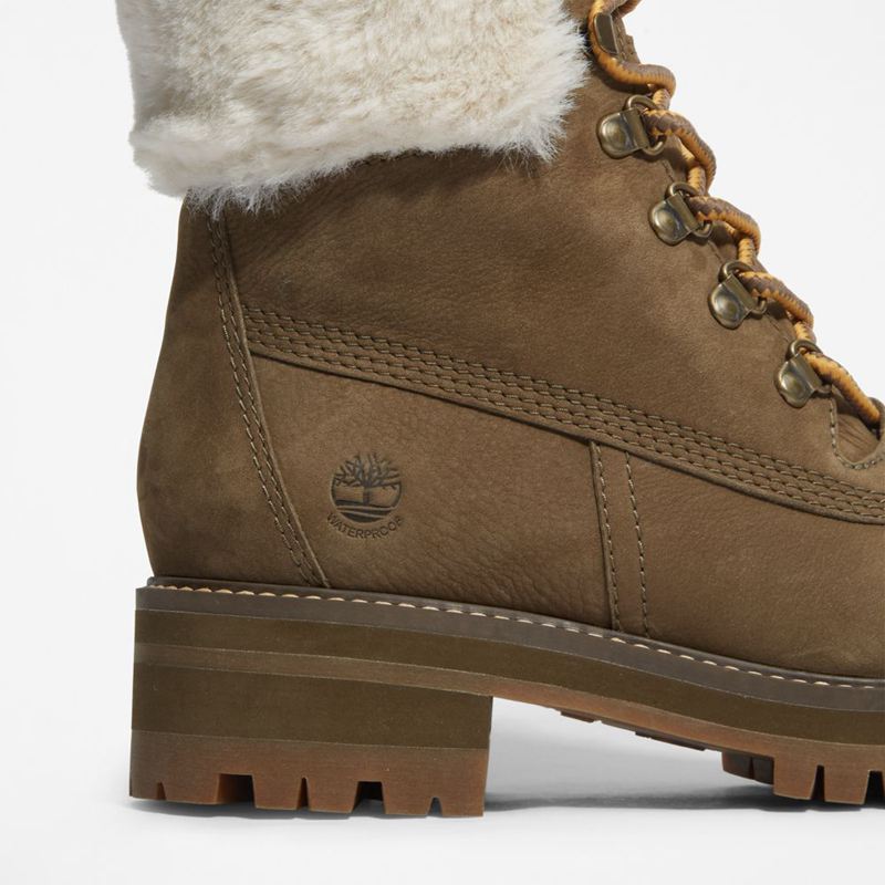 Timberland Courmayeur Valley 6-Inch Waterproof Faux-Fur Zimske Čizme Maslinasto Zelene | 87714818