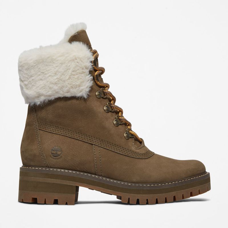 Timberland Courmayeur Valley 6-Inch Waterproof Faux-Fur Zimske Čizme Maslinasto Zelene | 87714818