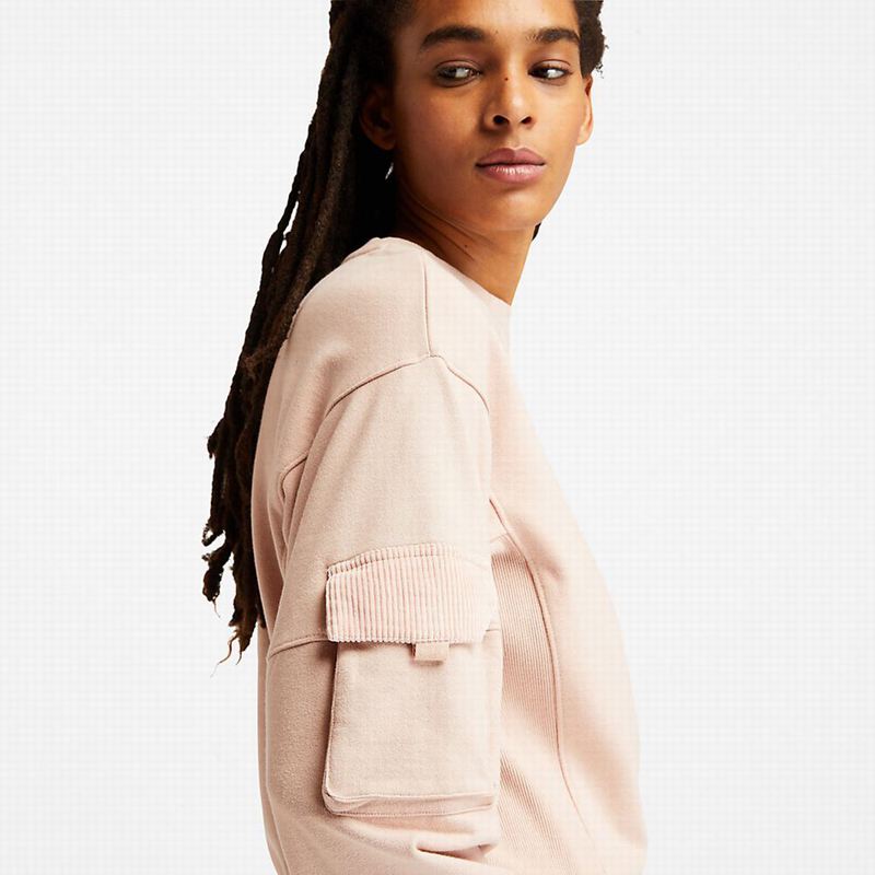 Timberland Cropped Cargo Dukserice Roze | 23169136
