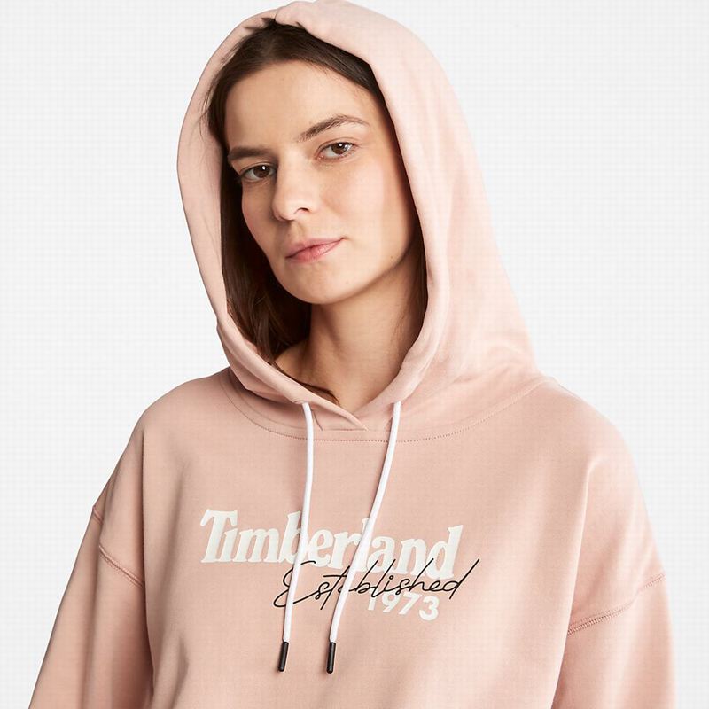 Timberland Established 1973 Logo Majica S Kapuljačom Roze | 2452169