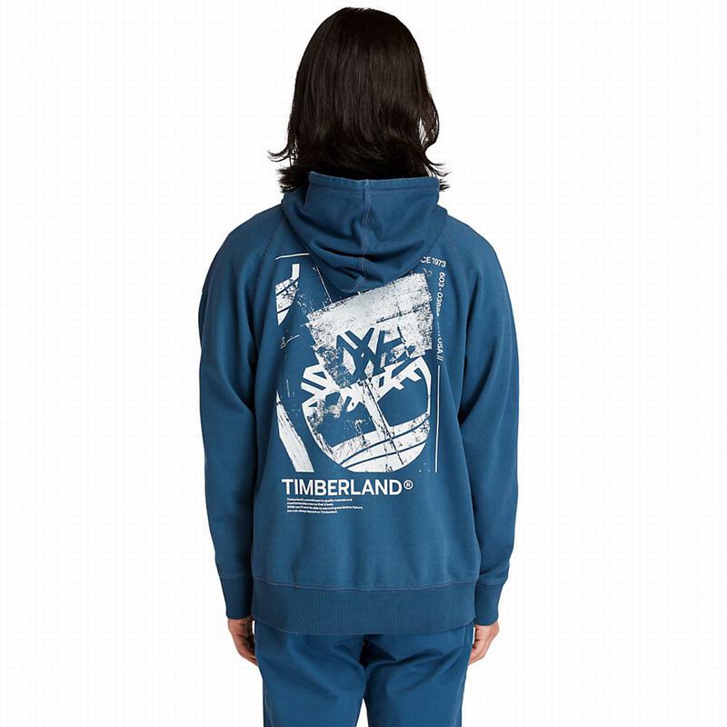 Timberland Garment-Dyed Logo Majica S Kapuljačom Plave | 72979653