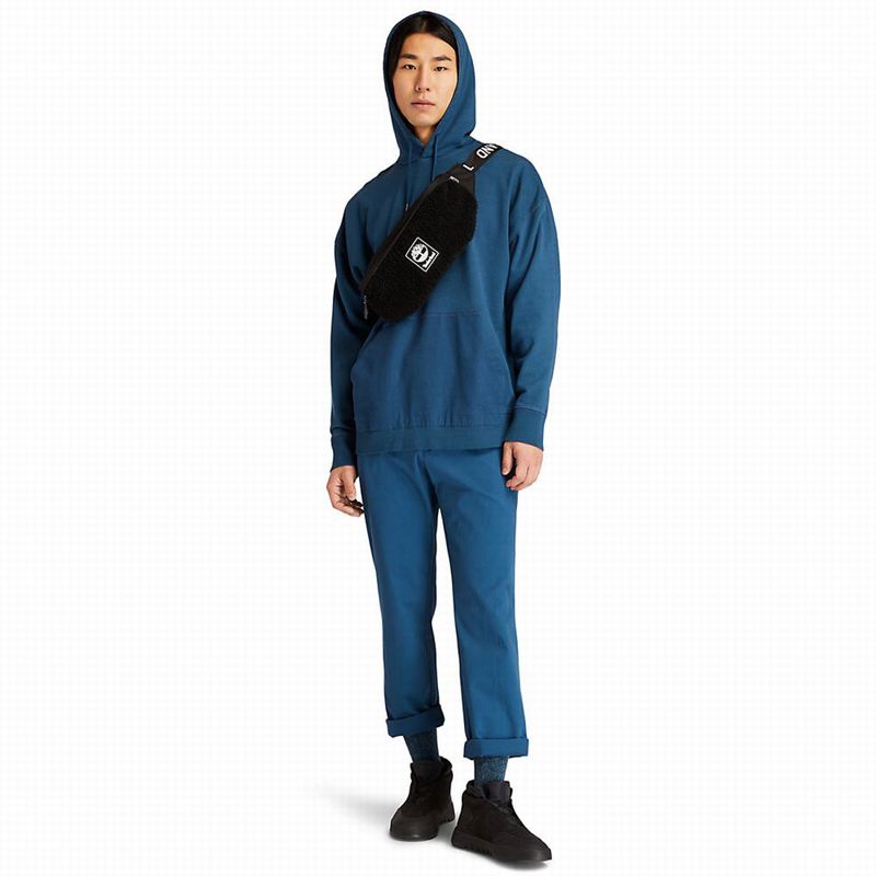 Timberland Garment-Dyed Logo Majica S Kapuljačom Plave | 72979653