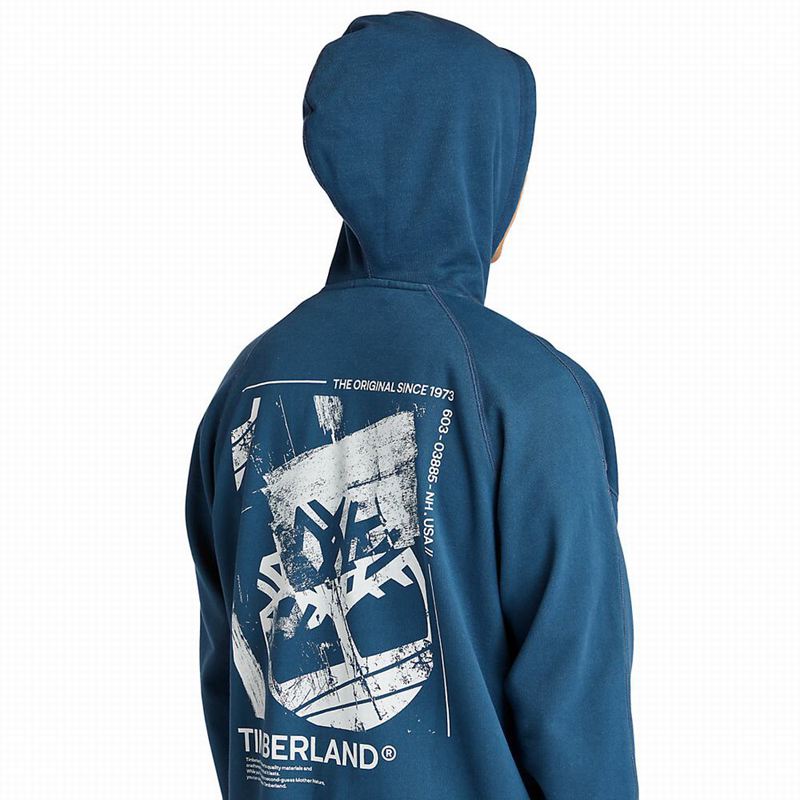 Timberland Garment-Dyed Logo Majica S Kapuljačom Plave | 72979653