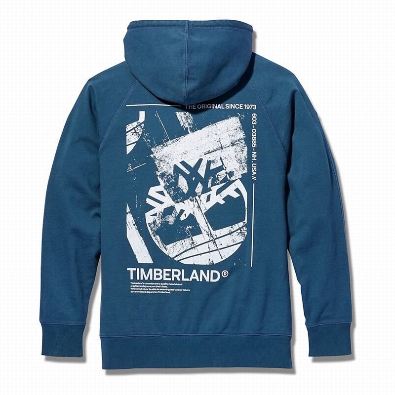 Timberland Garment-Dyed Logo Majica S Kapuljačom Plave | 72979653