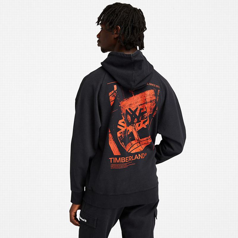 Timberland Garment-Dyed Logo Majica S Kapuljačom Crne | 81717243