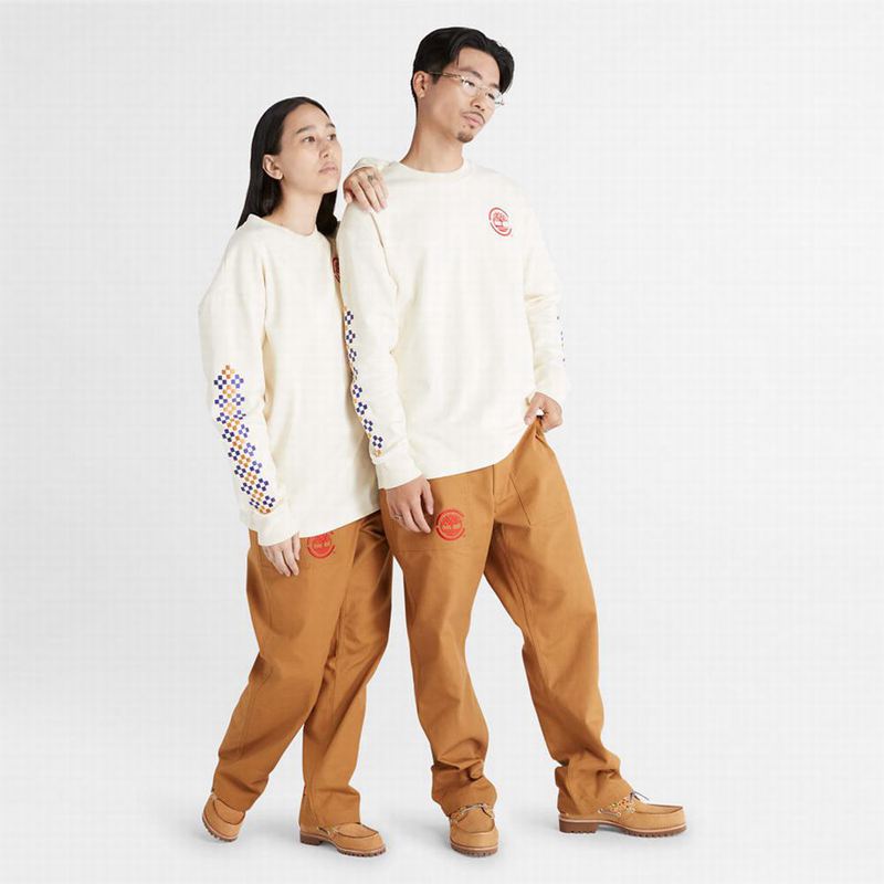 Timberland Heavyweight Back-Graficke Dugi Rukav Bež | 8040191