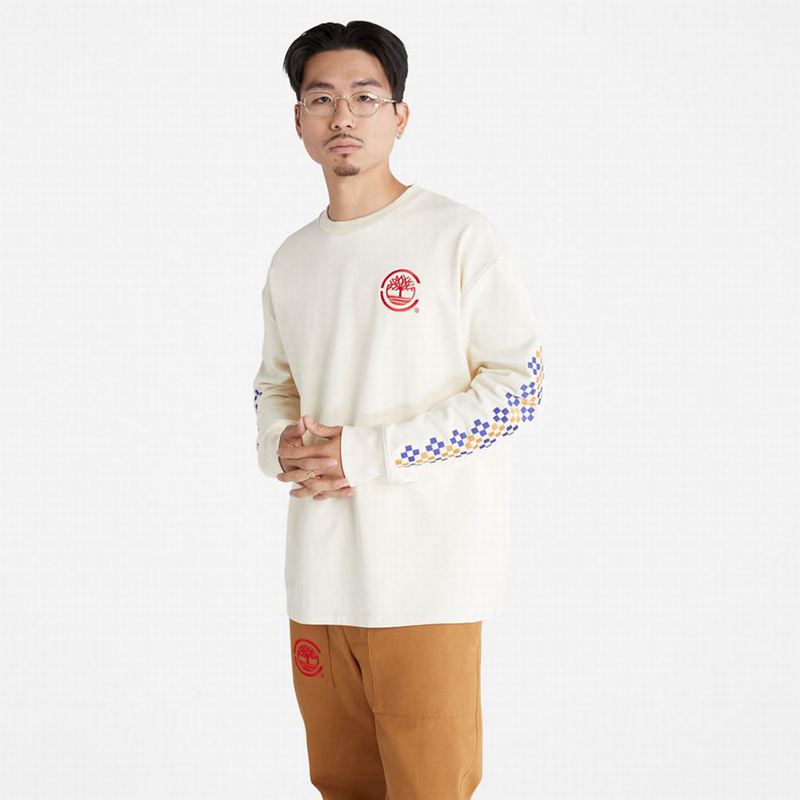 Timberland Heavyweight Back-Graficke Dugi Rukav Bež | 8040191