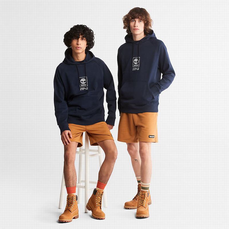 Timberland Heavyweight Logo Majica S Kapuljačom Tamnoplave | 72051415