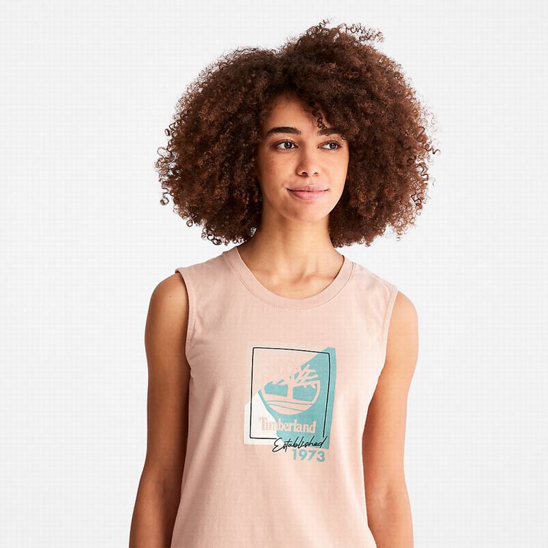 Timberland Kennebec River Tree Logo Majice Roze | 33925261