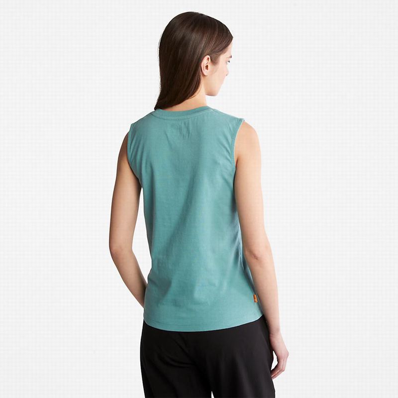Timberland Kennebec River Tree Logo Majice Tirkizne | 62687144