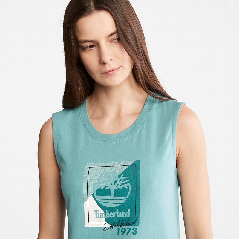 Timberland Kennebec River Tree Logo Majice Tirkizne | 62687144