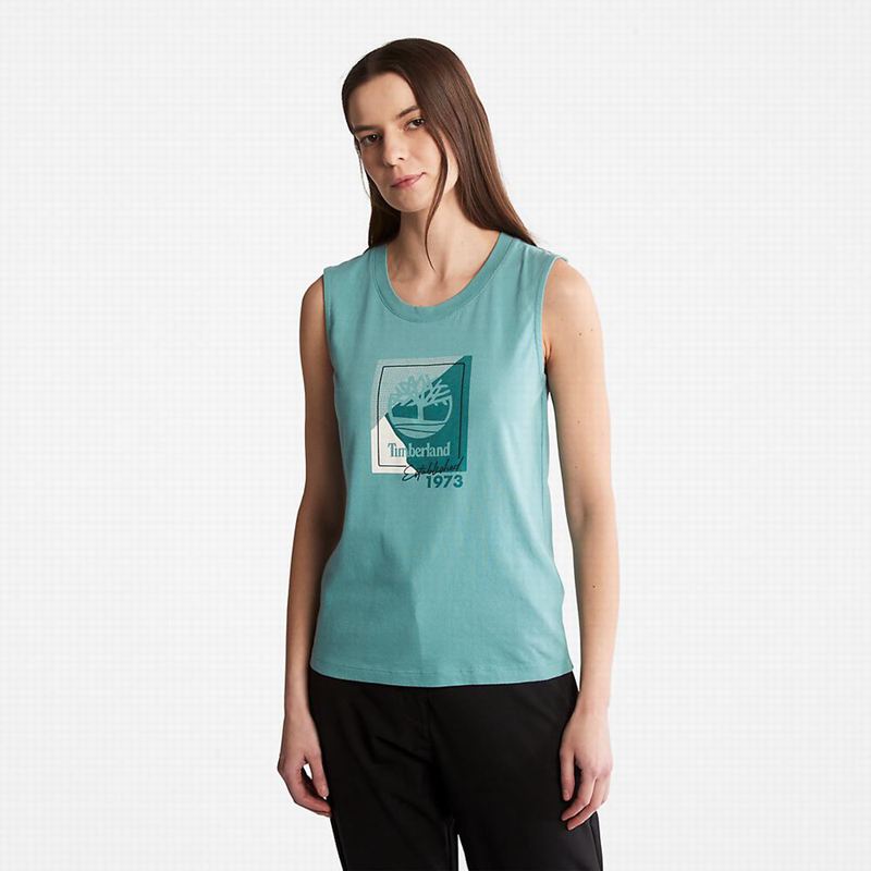 Timberland Kennebec River Tree Logo Majice Tirkizne | 62687144