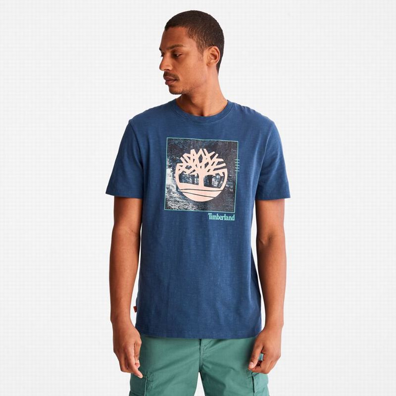 Timberland Kennebec River Tree Logo Majice Tamnoplave | 84902317