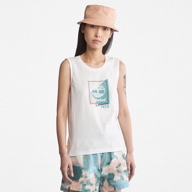 Timberland Kennebec River Tree Logo Majice Bijele | 88345903