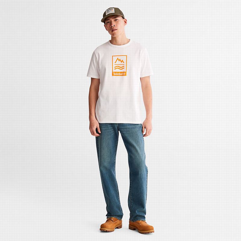 Timberland Logo Slub Majice Bijele | 84281413
