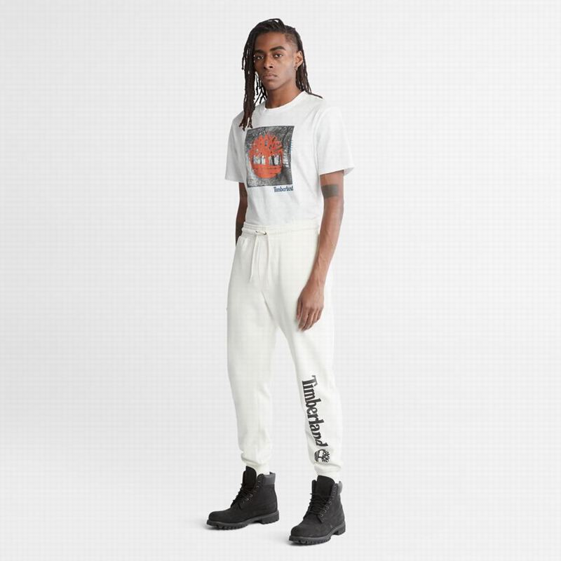 Timberland Logo Swea Jogger Hlače Bijele | 75527280