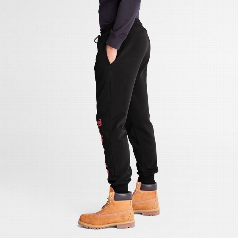 Timberland Logo Swea Jogger Hlače Crne | 40352392
