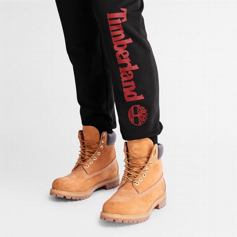 Timberland Logo Swea Jogger Hlače Crne | 40352392