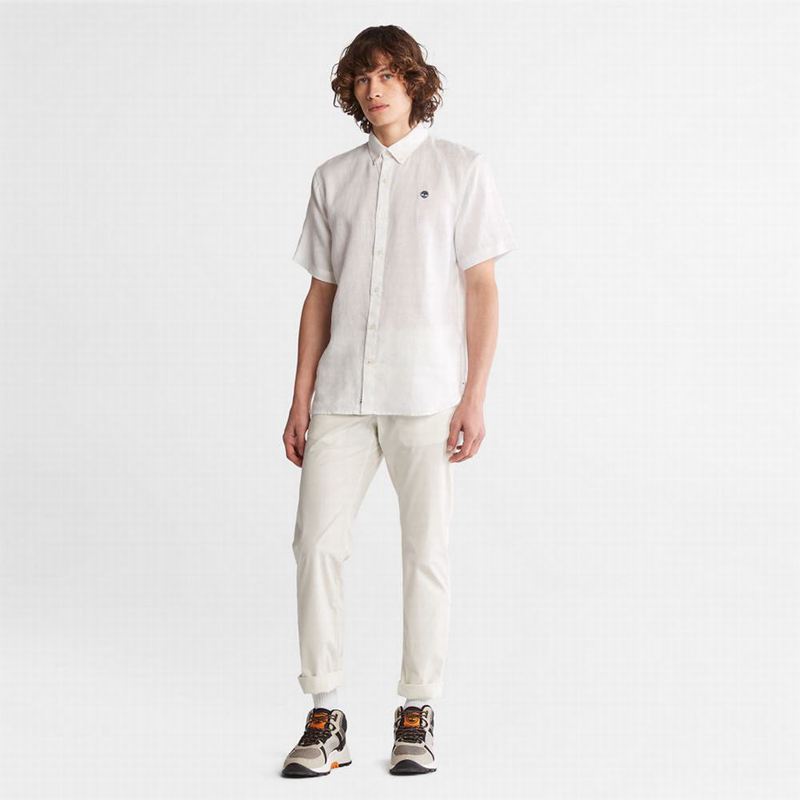 Timberland Mill River Short-Sleeve Linen Košulje Bijele | 24217470