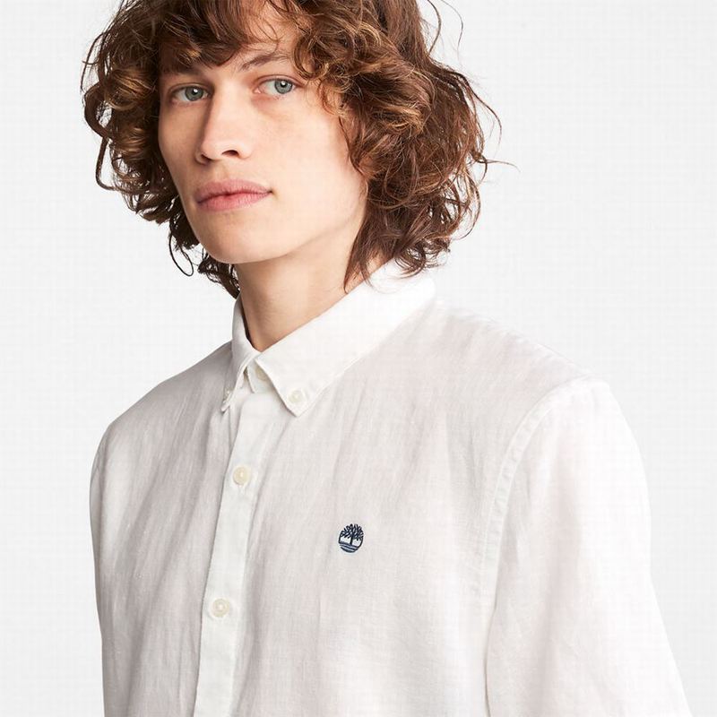 Timberland Mill River Short-Sleeve Linen Košulje Bijele | 24217470