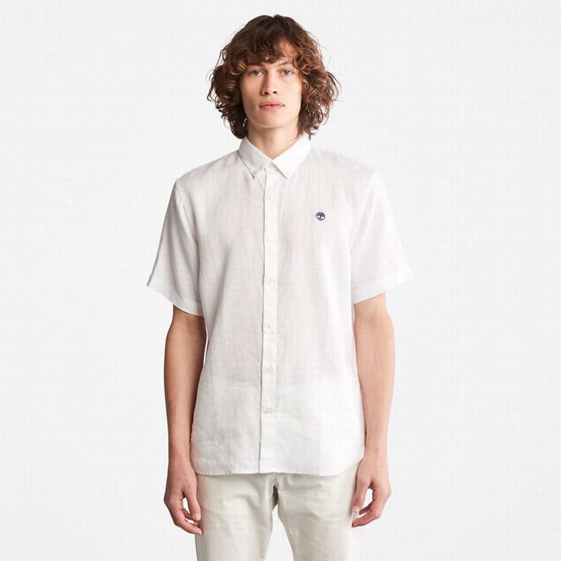 Timberland Mill River Short-Sleeve Linen Košulje Bijele | 24217470