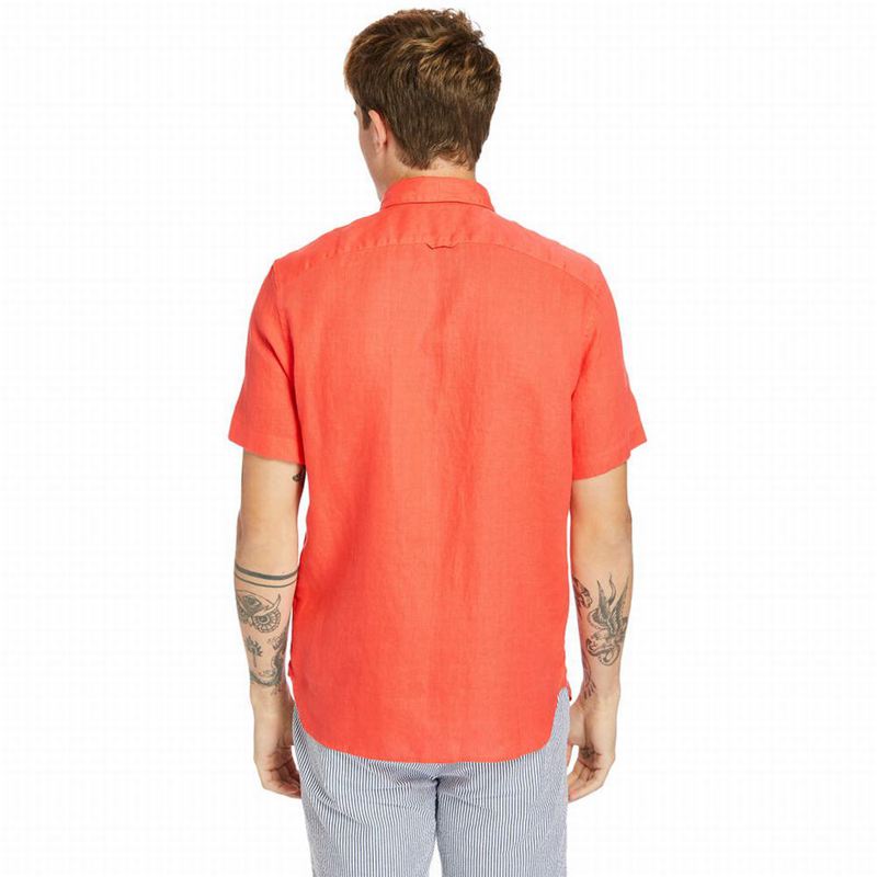 Timberland Mill River Short-Sleeve Linen Košulje Crvene | 87270670