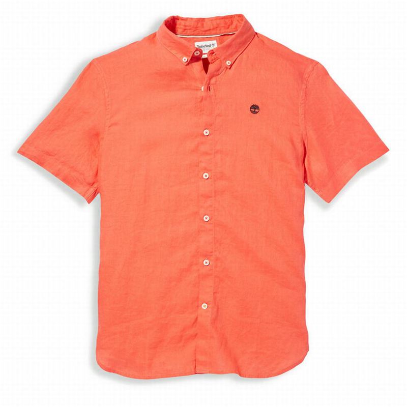Timberland Mill River Short-Sleeve Linen Košulje Crvene | 87270670