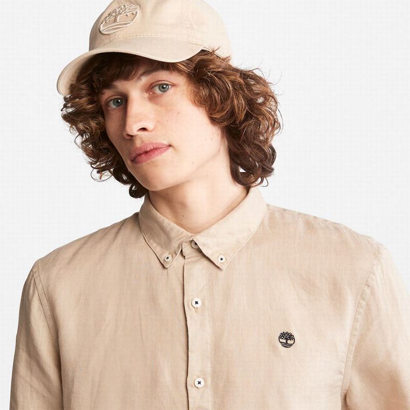 Timberland Mill River Slim-Fit Linen Košulje Bež | 25009423