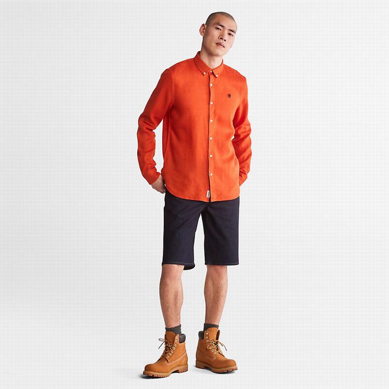 Timberland Mill River Slim-Fit Linen Košulje Narančaste | 32625964