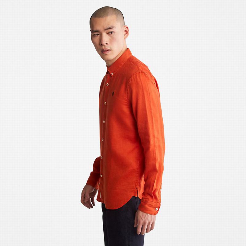 Timberland Mill River Slim-Fit Linen Košulje Narančaste | 32625964