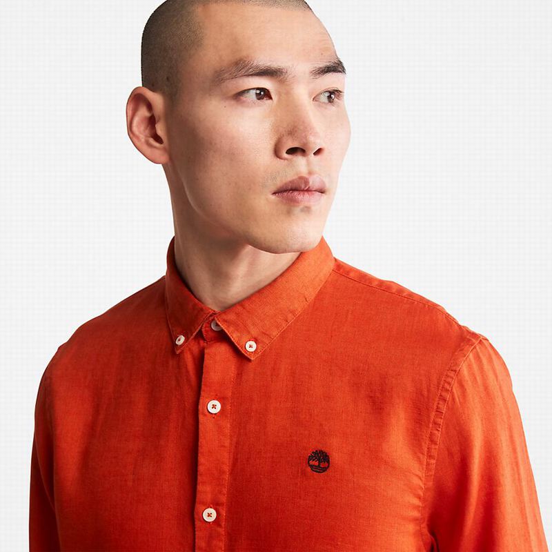 Timberland Mill River Slim-Fit Linen Košulje Narančaste | 32625964